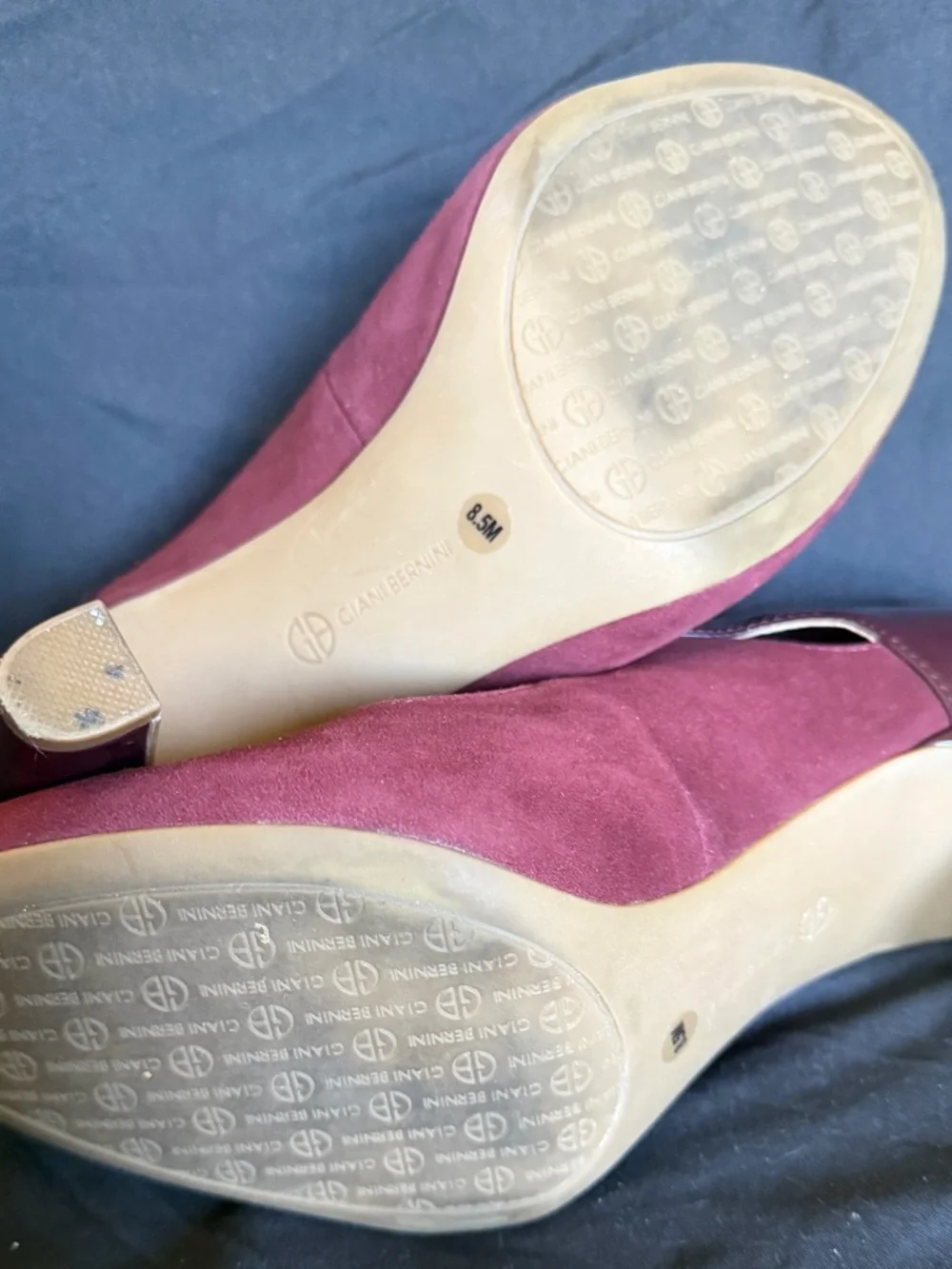 Giani Bernini Burgundy Suede Mary Jane Heels with Patent Strap